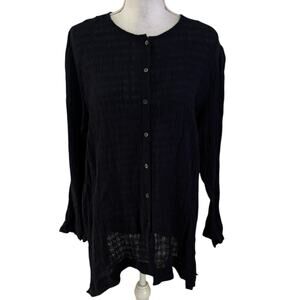 Pure J Jill Size LP PL Large Petite Button Front Gauze Tunic Top Linen Blend
